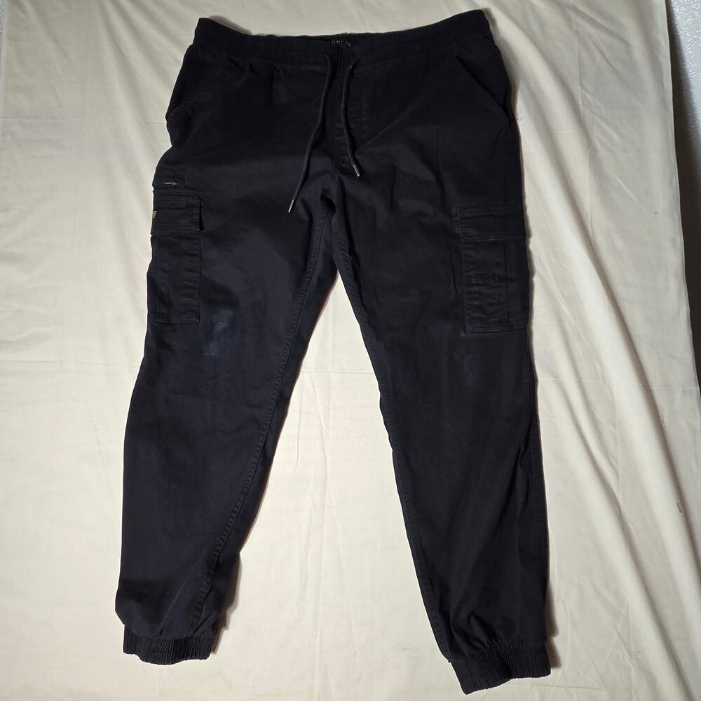 Guess Mens Jenner Cargo Joggers Black Stretch Twill Pants Size XL X4GB01WA7V2